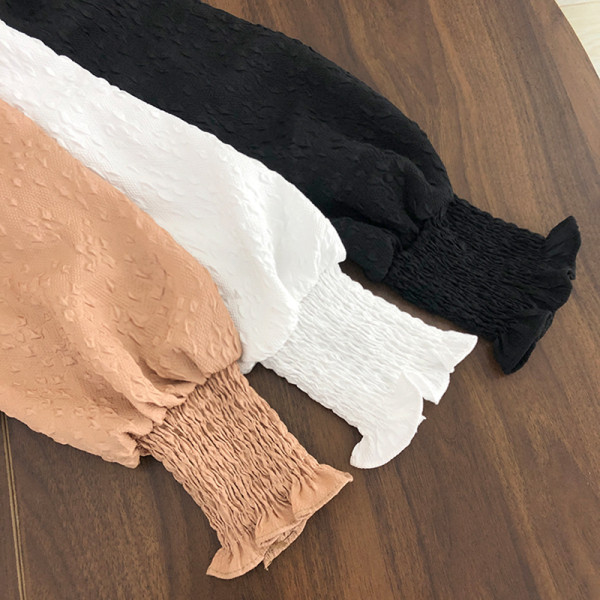 Női ing magas gallérral, hosszú ujjú gumis derékkal