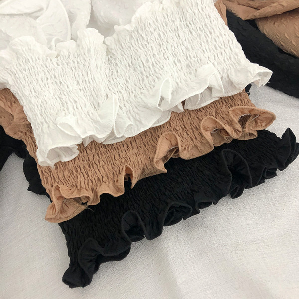 Női ing magas gallérral, hosszú ujjú gumis derékkal