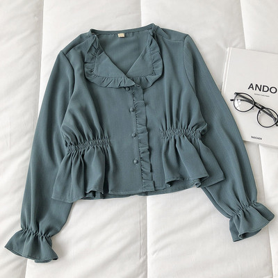 Γυναικείο πουκάμισο με μακριά μανίκια V-neck