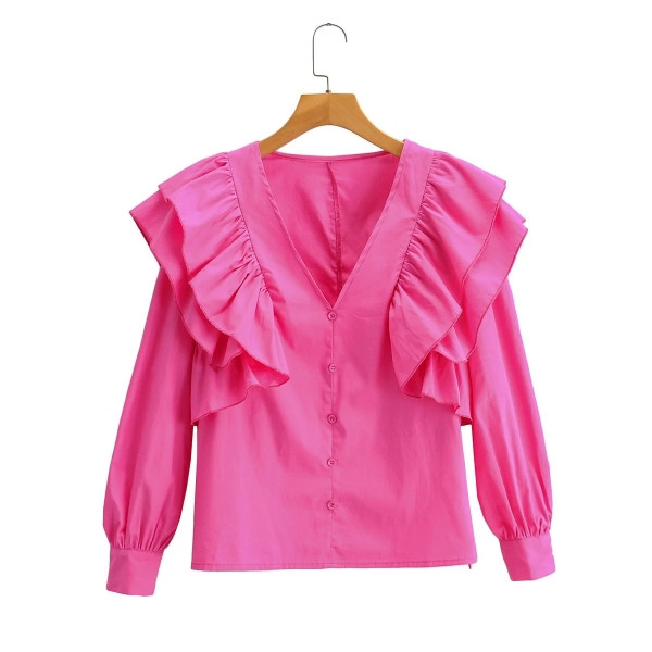 Ženska košulja sa špic izrezom i kovrčama