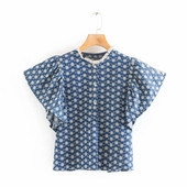 Γυναικείο καλοκαιρινό πουκάμισο με κουμπιά και βολάν