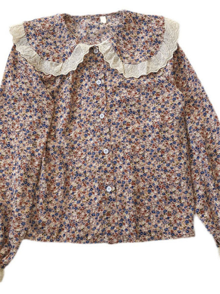 Női ing virágos motívumokkal és gombokkal