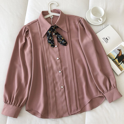 Moderna ženska jednobojna košulja na gumbe