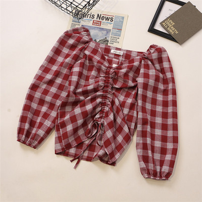 Γυναικείο καρό πουκάμισο με κορδόνια