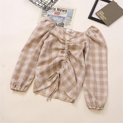 Γυναικείο καρό πουκάμισο με κορδόνια