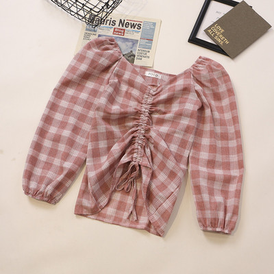 Γυναικείο καρό πουκάμισο με κορδόνια