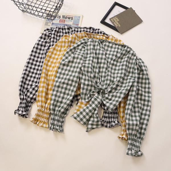 Naiste ruuduline lühike paeltega särk