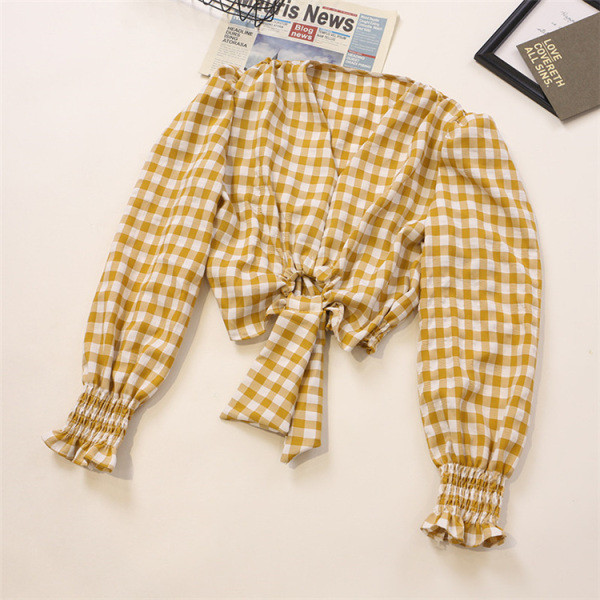 Naiste ruuduline lühike paeltega särk