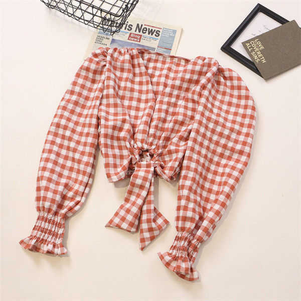 Naiste ruuduline lühike paeltega särk