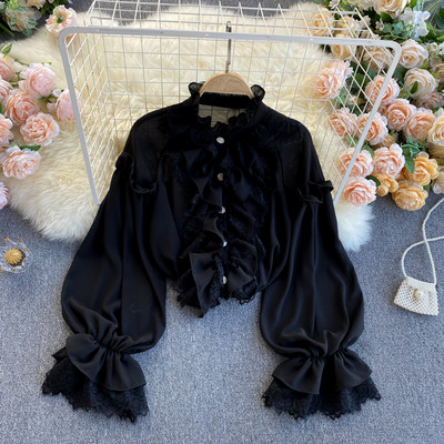 Модерна дамска риза с къдри и дантела