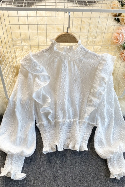 Moodne elastse ja kõrge kraega naiste särk