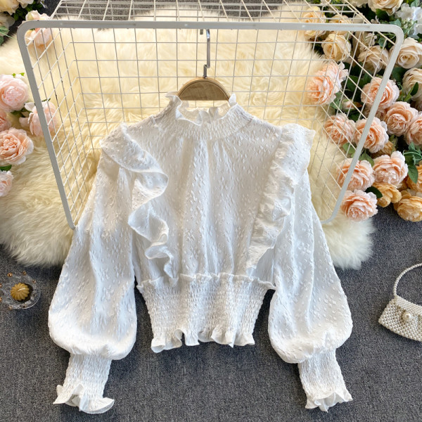 Moodne elastse ja kõrge kraega naiste särk