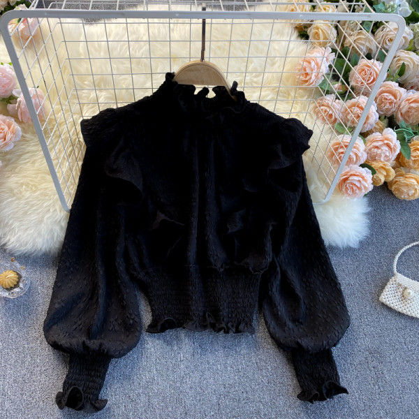 Moodne elastse ja kõrge kraega naiste särk