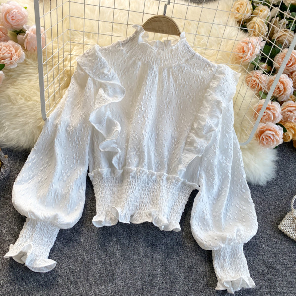 Moodne elastse ja kõrge kraega naiste särk