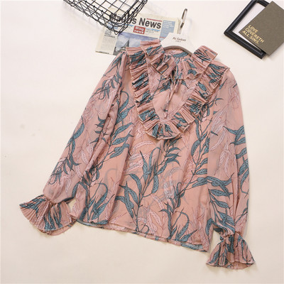 Γυναικείο χρωματιστό πουκάμισο με βολάν