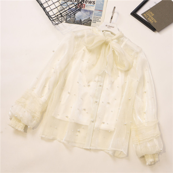 Novi model ženske košulje sa perlama i trakom