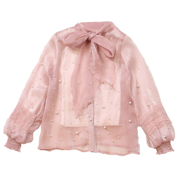 Novi model ženske košulje sa perlama i trakom