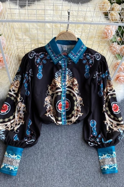 Többszínű női ing klasszikus gallérral