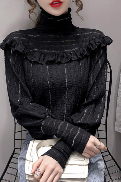 Ženska casual košulja s visokom kragnom i dugim rukavima u tri boje