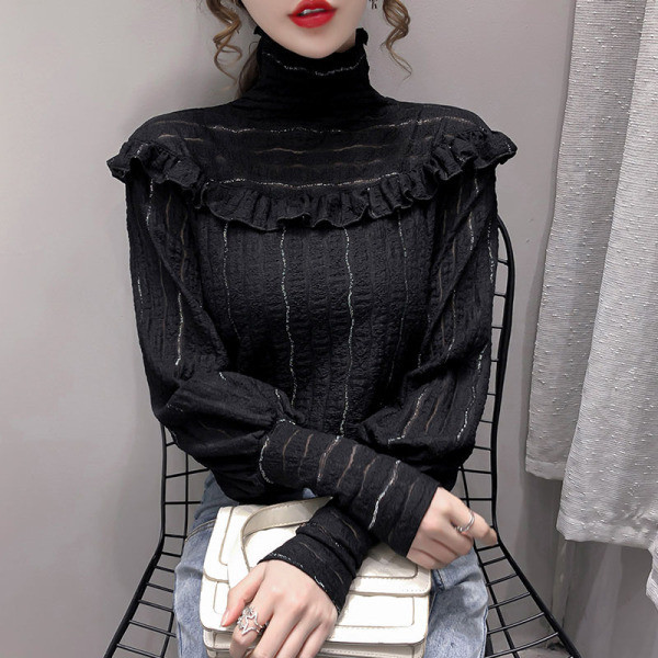 Ženska casual košulja s visokom kragnom i dugim rukavima u tri boje