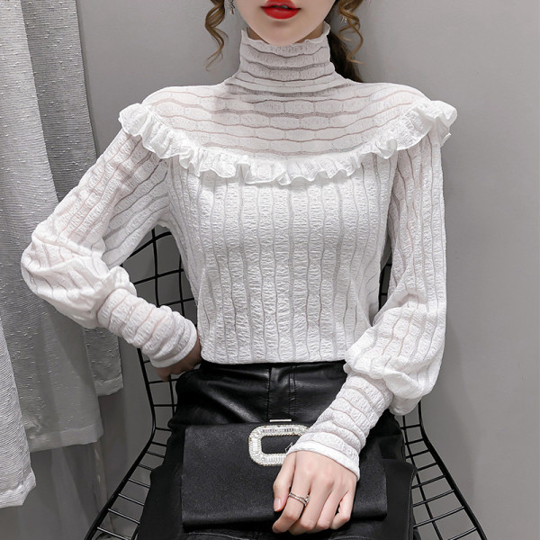 Ženska casual košulja s visokom kragnom i dugim rukavima u tri boje