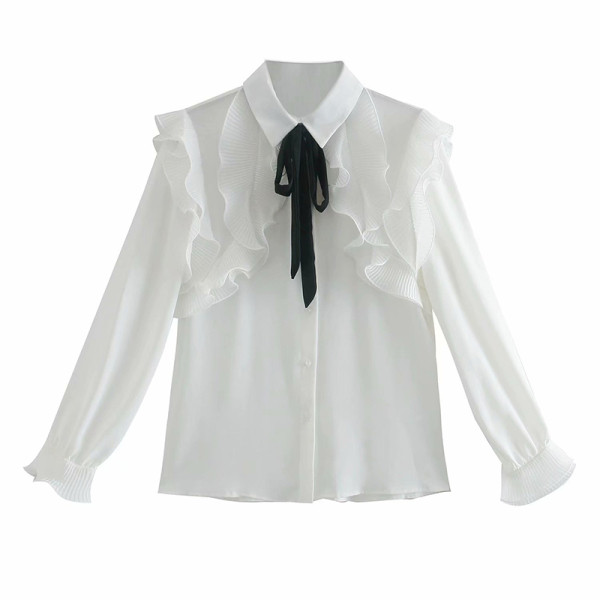 Ženska elegantna bijela košulja na lokne