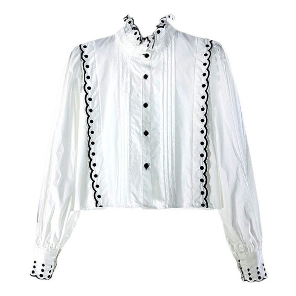 Moderna ženska košulja s polo kragnom i vezom