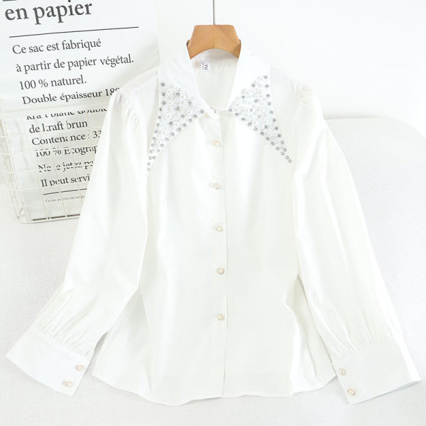 Új modell női ing gyöngyökkel és gombokkal