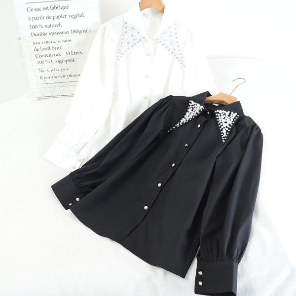 Új modell női ing gyöngyökkel és gombokkal