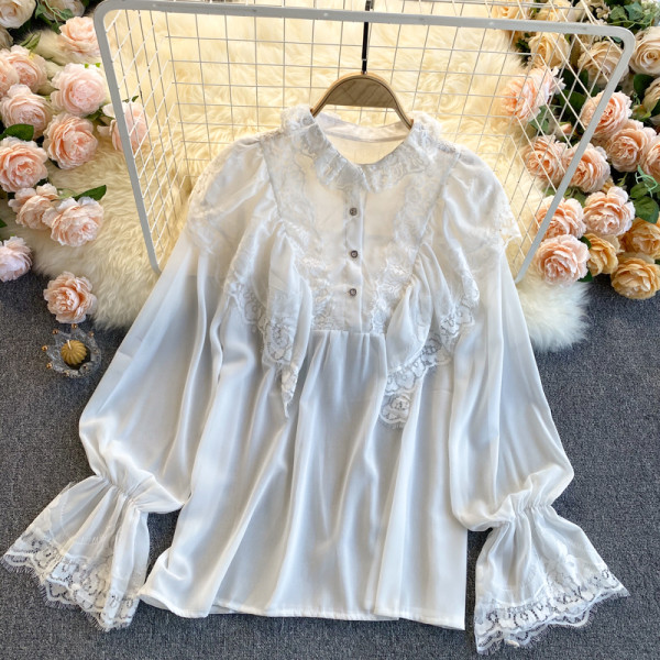 Modern női ing csipke sima mintával vagy pöttyös