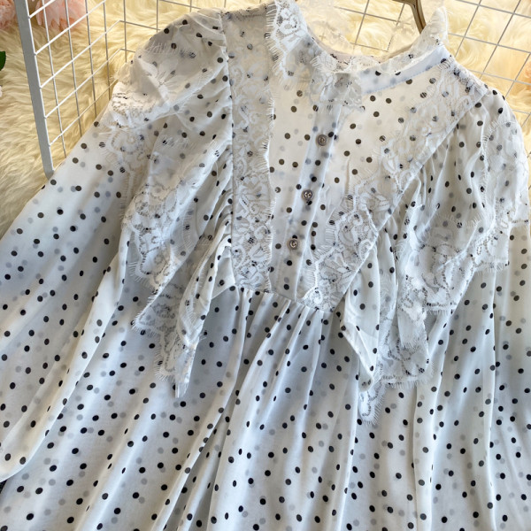 Modern női ing csipke sima mintával vagy pöttyös