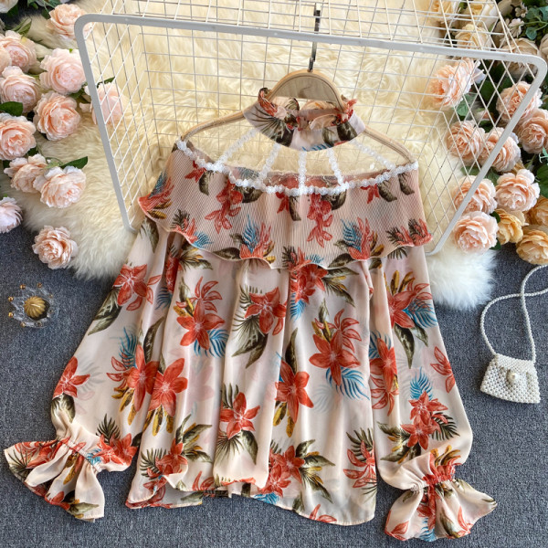 Moderna ženska košulja cvjetnog uzorka i niske kragne