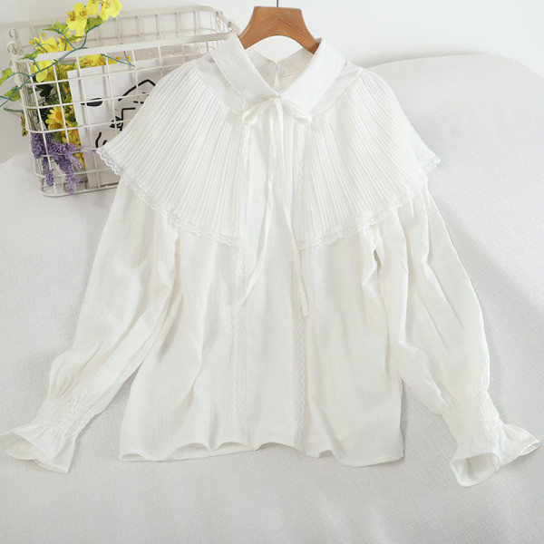 Moodne naiste šifoonist särk paelte ja klassikalise kraega