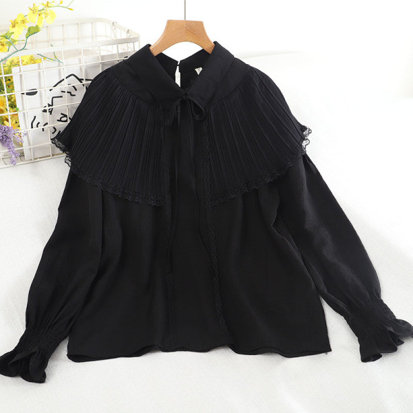 Moodne naiste šifoonist särk paelte ja klassikalise kraega