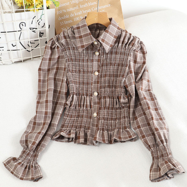 Karirana košulja s klasičnim ovratnikom i dugim rukavima