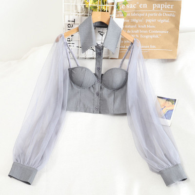 Új modell női rövid ing, tüll ujjal