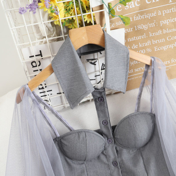 Új modell női rövid ing, tüll ujjal