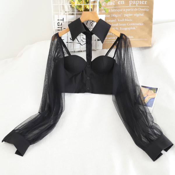 Új modell női rövid ing, tüll ujjal