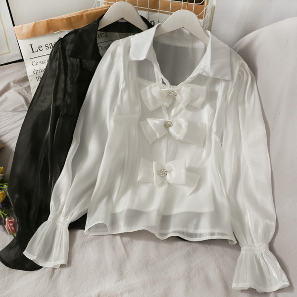 Modern női ing szalagokkal