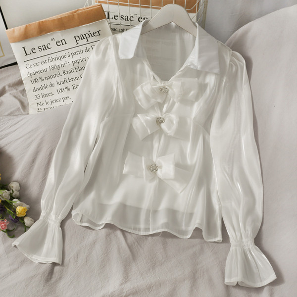 Modern női ing szalagokkal