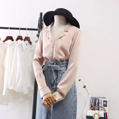 Női ing spitz nyakkivágással és hosszú ujjú - többféle színben