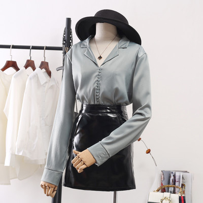 Női ing spitz nyakkivágással és hosszú ujjú - többféle színben