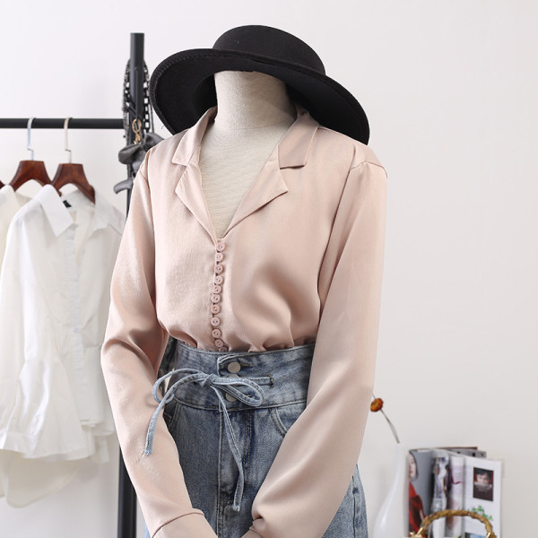 Női ing spitz nyakkivágással és hosszú ujjú - többféle színben