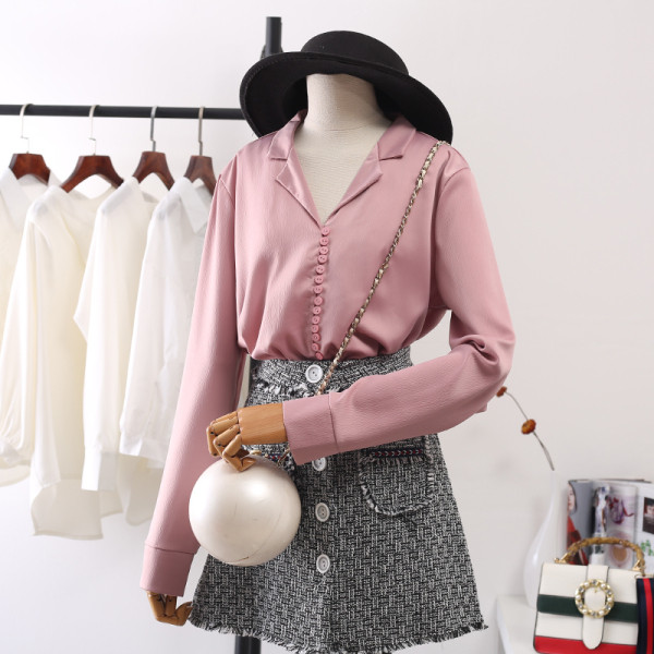 Női ing spitz nyakkivágással és hosszú ujjú - többféle színben