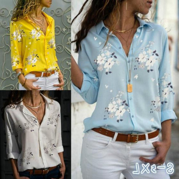 Naujo modelio dabartiniai moteriški marškiniai su gėlių motyvais