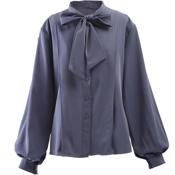 Moodne naiste särk paelaga ja pikkade varrukatega valge ja sinine