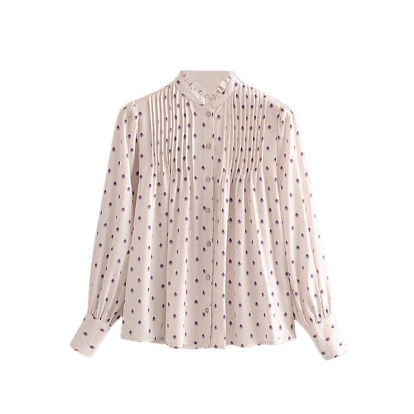 Naiste šifoonist särk ovaalse kaelusega ja lokkidega