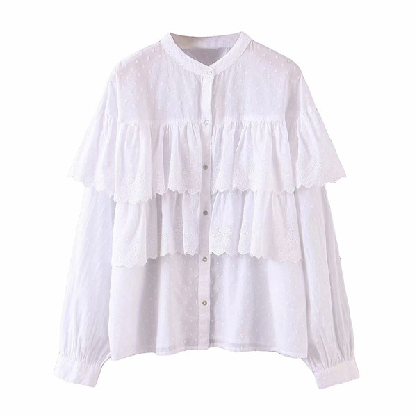 Női alkalmi fehér ing fürtökkel