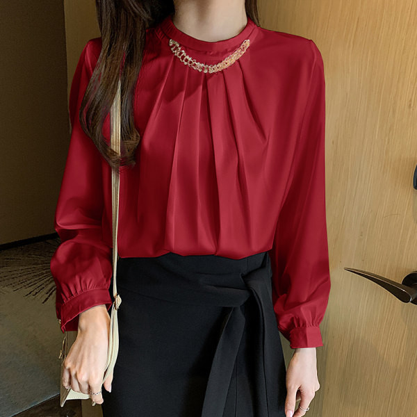 Γυναικείο casual πουκάμισο με μακριά μανίκια και μεταλλική αλυσίδα