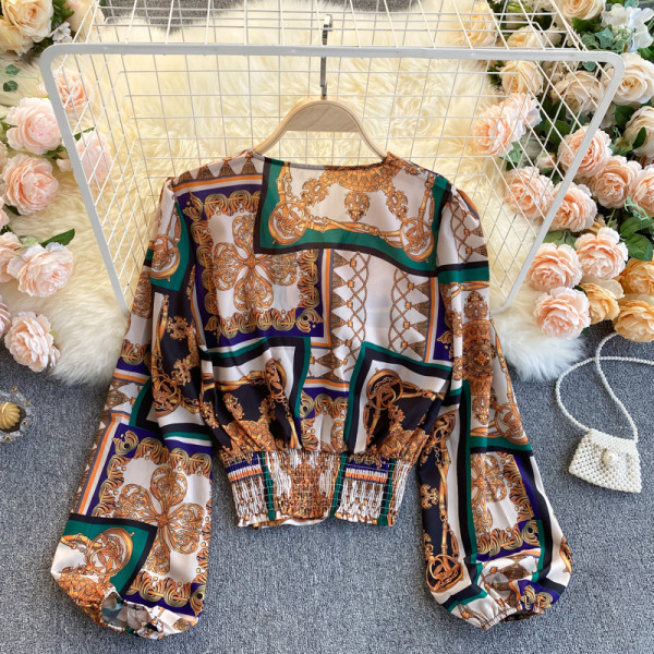 Πολύχρωμο γυναικείο πουκάμισο με ντεκολτέ 